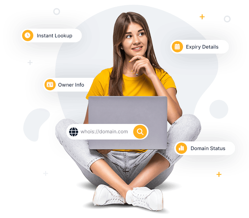 Whois Lookup Illustration An illustration of a laptop computer showing the Whois lookup service